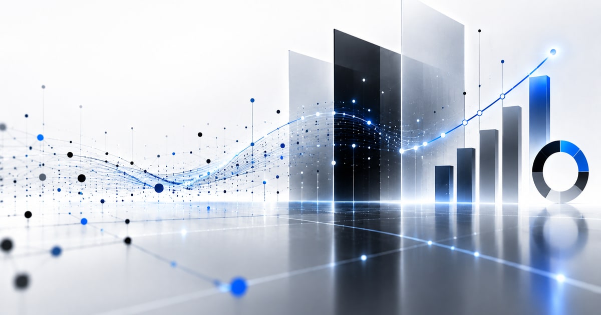 onda de datos seo azul con una línea ascendente barras y un gráfico segmentado