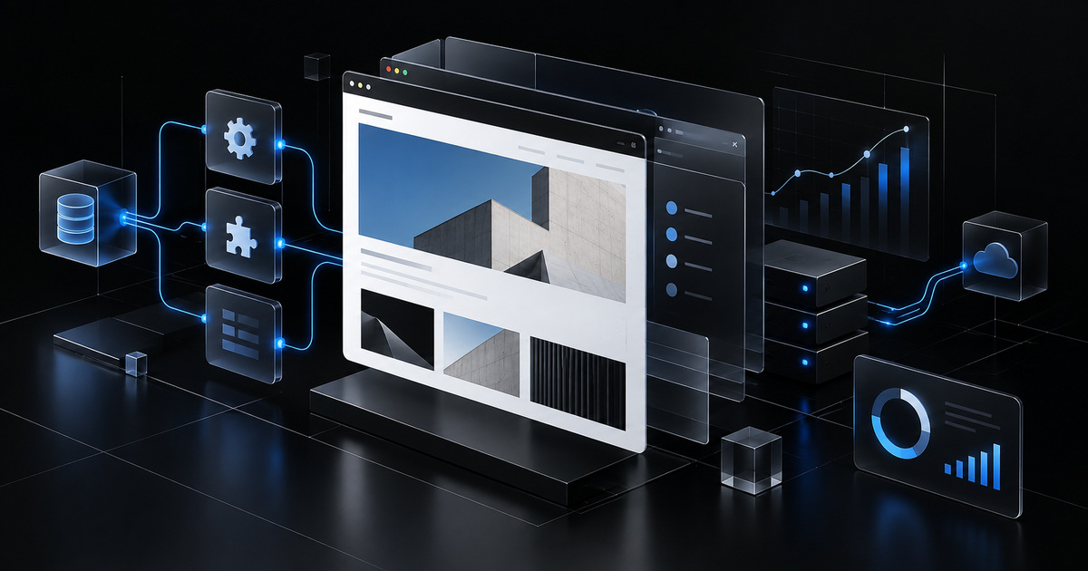 sistema abstracto de desarrollo wordpress con interfaces modulares analítica y automatización conectada